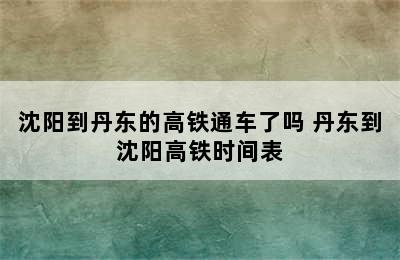 沈阳到丹东的高铁通车了吗 丹东到沈阳高铁时间表